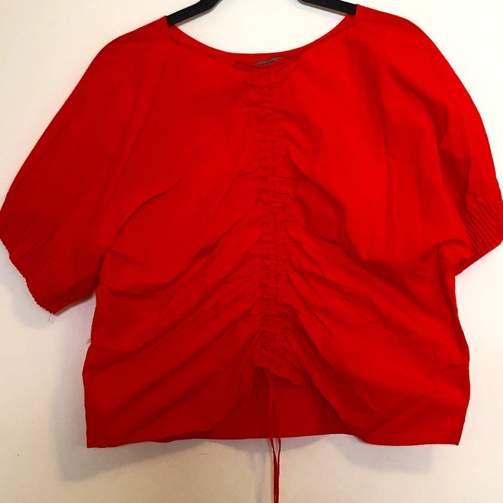 Zara Ruched Back Drawstring Cotton Crop Top